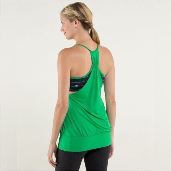 Lululemon No Limits Tank Green Bean / Slalom Stripe Inkwell / Inkwell - Picture 1 of 8